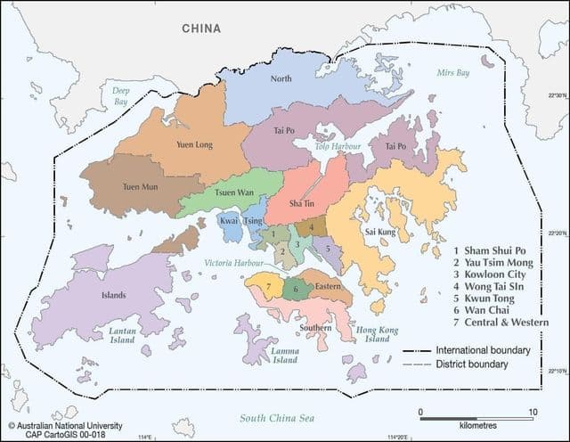 香港区の地図
