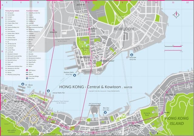 香港市内中心部の地図