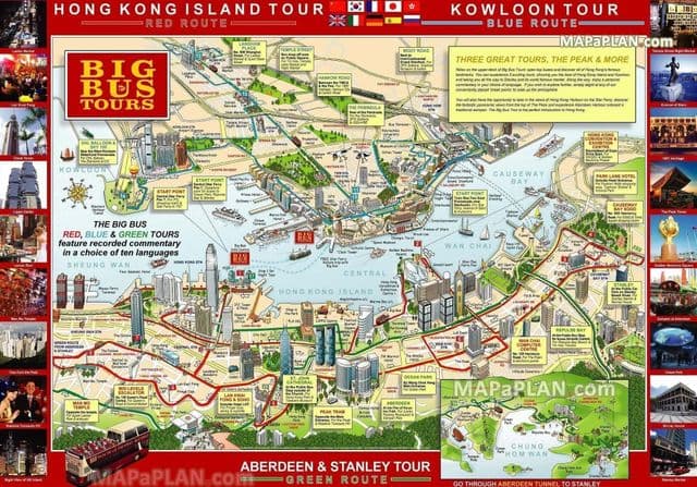 香港ホップオンホップオフバスツアーの地図