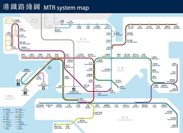 香港の地下鉄駅の地図
