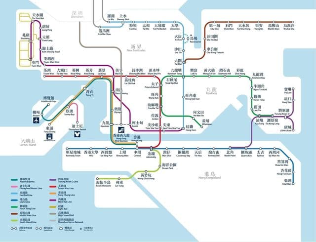 香港の地下鉄駅の地図