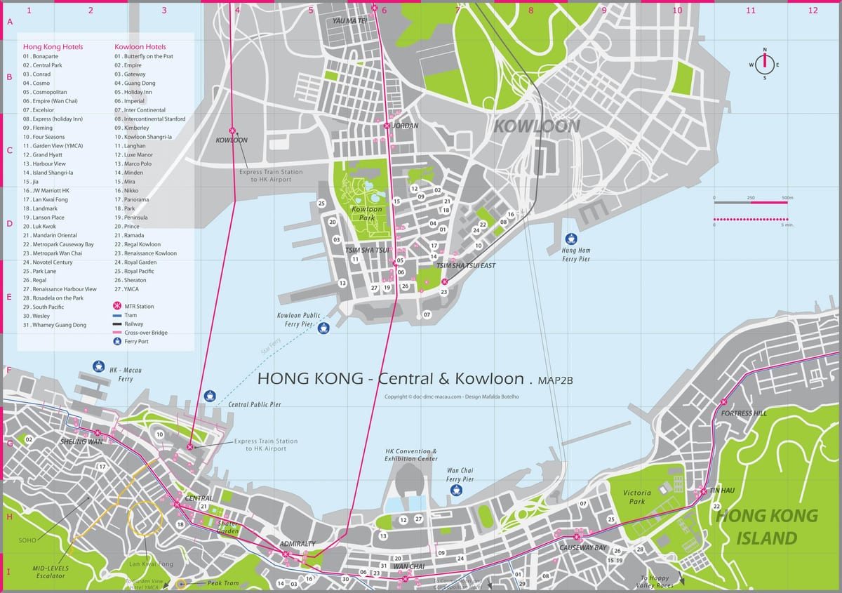 香港市内中心部の地図