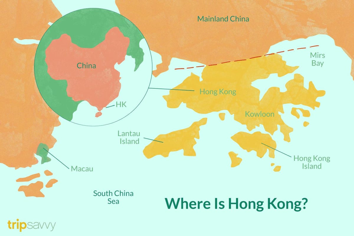 中国地図上の香港