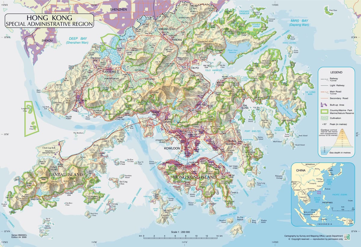 香港の標高図